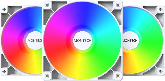 Montech GF120 ARGB PWM, weiß, Lüftersteuerung, 120mm, 3er-Pack