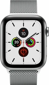 Apple Watch Series 5 (GPS + Cellular) 44mm Edelstahl silber mit Milanaise-Armband silber