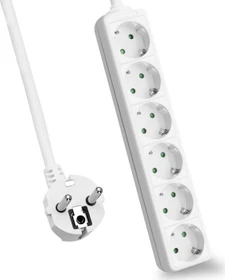 Helos CLASSIC Steckdosenleiste, 6-fach, 1.5m, weiß