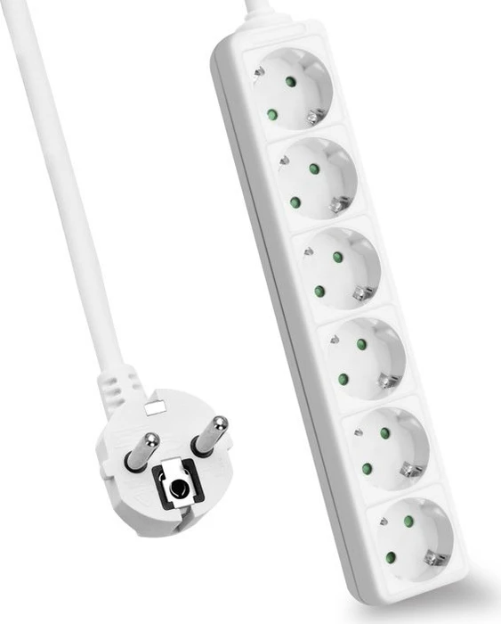 Helos CLASSIC Steckdosenleiste, 6-fach, 1.5m, weiß