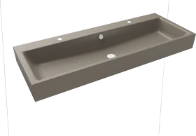 Kaldewei Puro Wand-Doppelwaschtisch 120x46cm mit Überlauf, 2x1 Hahnlochbohrung, Perl-Effekt, warm grey 60