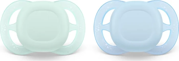 Philips Avent SCF075/02 ultra start Beruhigungsschnuller, 0-2M, Silikon, blau/grün, 2 Stück