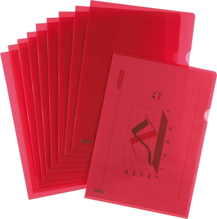 Herlitz Sichthülle für Akten mit Pyramidenprägung, A4, rot/transparent, 10er-Pack