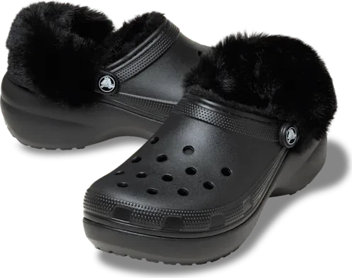 Crocs Classic Platform Fuzz Lined schwarz (Damen)