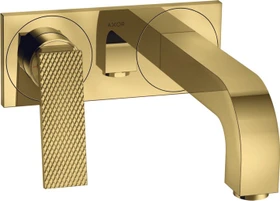 Hansgrohe Axor Citterio 2-Loch Waschbeckenarmatur mit Hebelgriffen Platte und Rautenschliff 220mm polished goldoptik