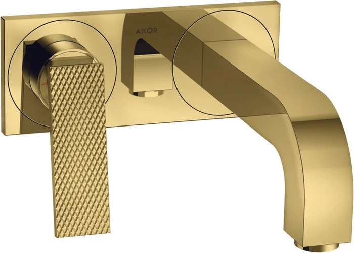 Hansgrohe Axor Citterio 2-Loch Waschbeckenarmatur mit Hebelgriffen Platte und Rautenschliff 220mm polished goldoptik