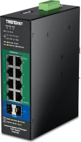 TRENDnet TI Hardened Industrial Railmount Gigabit Switch, 8x RJ-45, 2x SFP, 240W PoE+ (TI-PG103i)