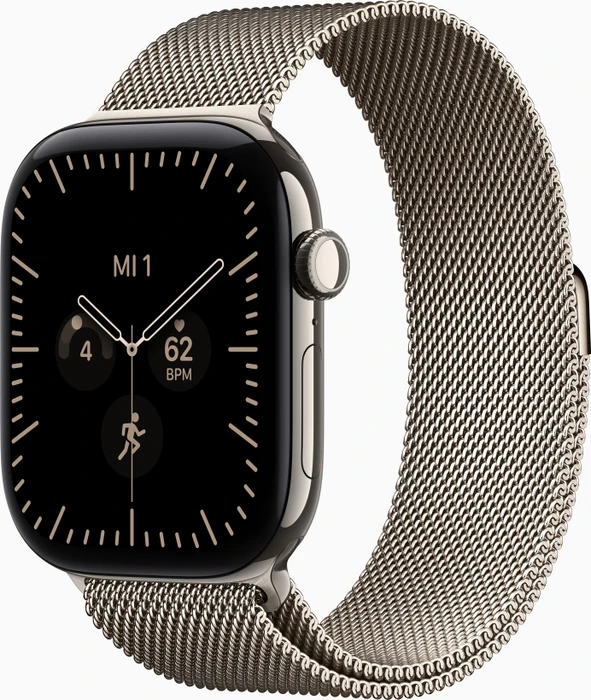 Apple Watch Series 12 (GPS + Cellular) 46mm Titan natur mit Milanaise-Armband M/L natur