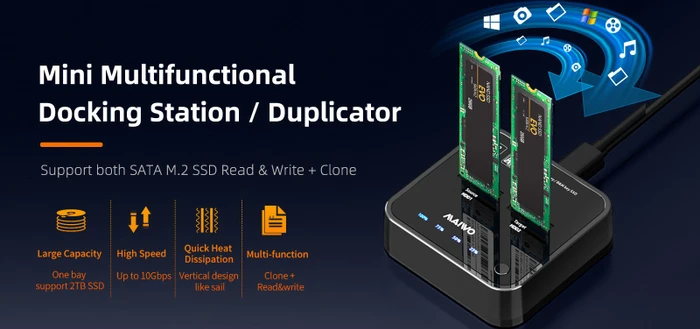 MAIWO M.2 SATA Dockingstation mit Klon-Funktion, USB-C 3.1 (verschiedene Markenbezeichnungen)