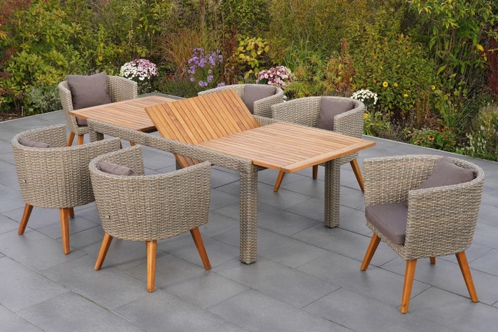 Gartenmöbel-Set beige, 7-tlg.