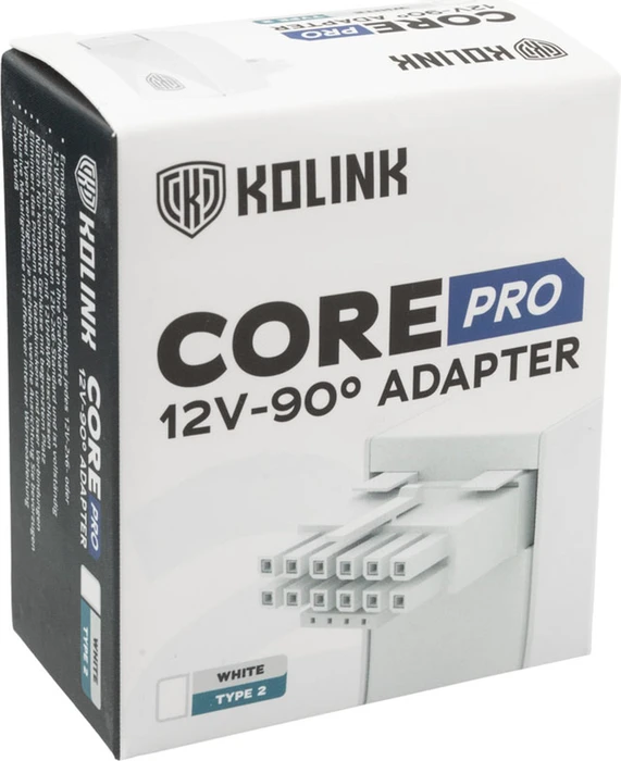 Kolink Core Pro 12V-2x6 Winkeladapter 90°, Typ 2, Sense-Pins an der Unterseite, weiß