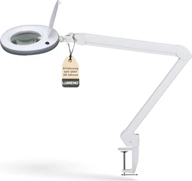Lumeno LED Lupenleuchte 7215, 5 Dioptrien, 2.25x, mit Tischklemme weiß/grau