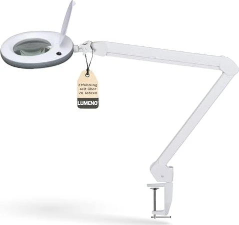 Lumeno LED Lupenleuchte 7213, 3 Dioptrien, 1.75x, mit Tischklemme weiß/grau