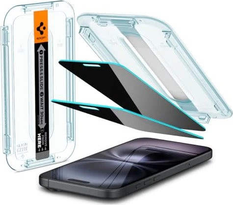 Spigen GLAS.tR EZ Fit Privacy Screen Protector für Apple iPhone 16 Plus, 2er-Pack