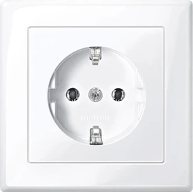 Merten System M M-Smart SCHUKO-Steckdose mit Abdeckplatte Schraub-Liftklemmen, aktivweiß glänzend
