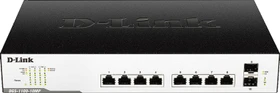 D-Link DGS-1100 Desktop Gigabit Smart Switch, 8x RJ-45, 2x SFP, 130W PoE+ (DGS-1100-10MP)