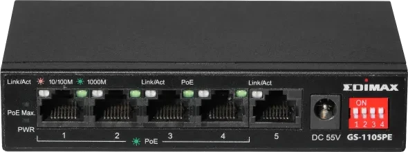 Edimax GS-11 Desktop Gigabit Switch, 5x RJ-45, 60W PoE+