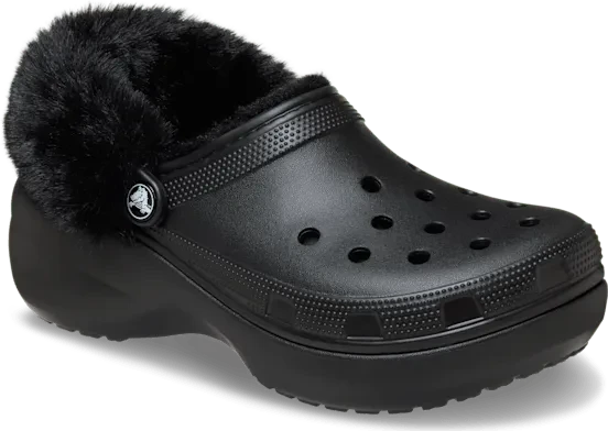 Crocs Classic Platform Fuzz Lined schwarz (Damen)