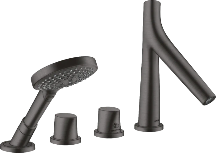 Hansgrohe Axor Starck Organic 4-Loch Fliesenrandarmatur mit Thermostat brushed black chrome