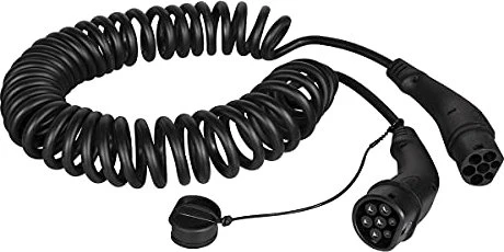 Harting Typ 2 Kabel, 22kW, 5m Spiralkabel