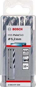 Bosch Professional HSS PointTeQ Spiralbohrer, 5.2x52x86mm, 10 Stück