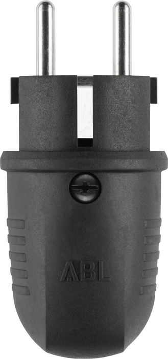 ABL Winkelstecker SCHUKO & französisch-belgisch, schwarz, Gummi (TPE), schwarz, IP44, Typ 1508