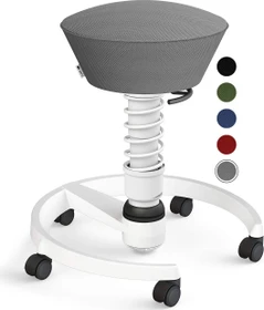 Aeris Swopper Air New Edition Bürohocker mit Rollen, Feder Standard, Gestell Alu weiß, Bezug Mesh-Gewebe grau