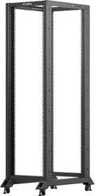 Lanberg Open Rack Series 19" Open Frame Rack 42HE, 4-Pfosten, mit Rollen, Flat Pack, tiefenverstellbar, 550-790mm, RAL 9004, 1000mm tief