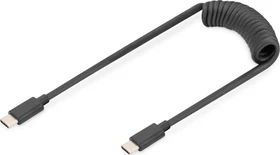 Digitus USB-C Spiralkabel, USB 2.0, 480Mbit/s, 60W PD, USB-C [Stecker] auf USB-C [Stecker], schwarz, 1m (AK-300431-006-S)