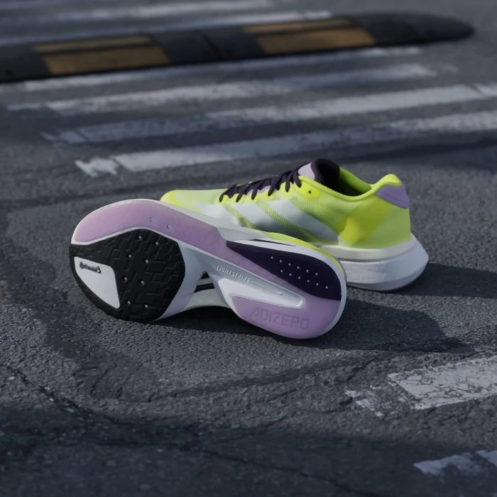 adidas Adizero Boston 13 solar yellow/cloud white/powder plum (Damen)