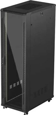Lanberg 19" Rackschrank 27HE, freistehend, Flatpack, Glastür, IP20, RAL 9004, 1000mm tief