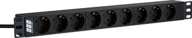 EFB Elektronik 19" Rackmount Aluminium Steckdosenleiste, 1HE, 9-fach, 250V, schwarz, 2m