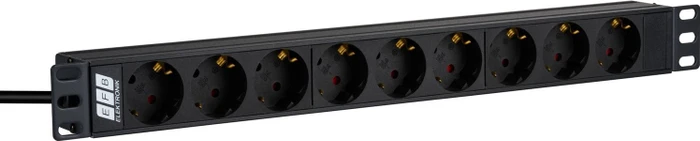 EFB Elektronik 19" Rackmount Aluminium Steckdosenleiste, 1HE, 9-fach, 250V, schwarz, 2m