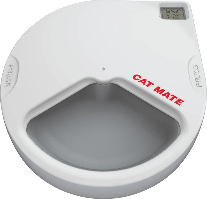Kerbl Futterautomat Cat Mate C300, 3x 330g, Display, Timer, grau/weiß, Ø24cm