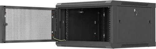 Lanberg WF01 Series 19" Wandschrank 6HE, hängend, Flatpack, Gitternetztür, IP20, RAL 9004, 600mm tief