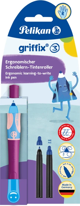 Pelikan griffix 3 Tintenroller (Patrone) sweet berry, Rechtshänder, Blister