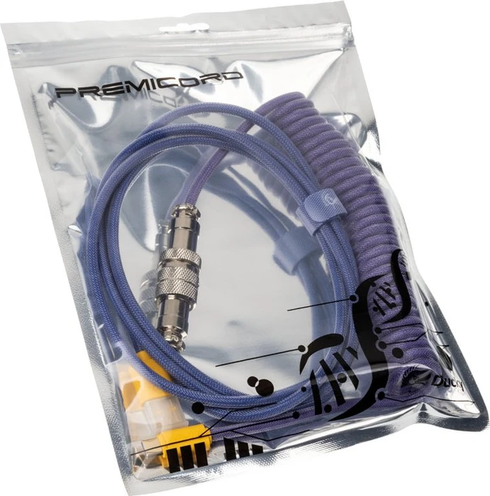 Ducky Premicord Spiralkabel USB-C auf USB-A, Tastaturkabel (Spiral-Textilkabel), 1.8m, Horizon