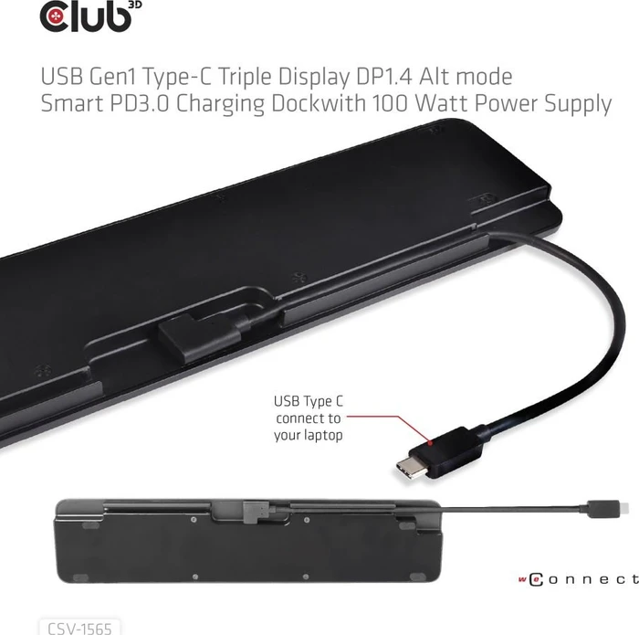 Club 3D Triple Display Smart PD Charging Dock 100W, USB-C 3.0 [Buchse]