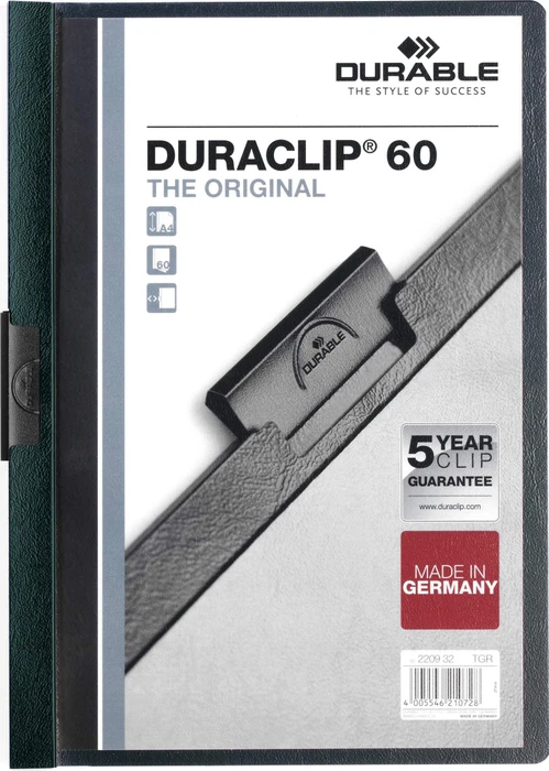 Durable Duraclip 60 Klemmmappe, A4, dunkelgrün/transparent