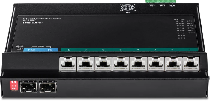 TRENDnet TI Hardened Industrial Wallmount Gigabit Switch, 8x RJ-45, 2x SFP, 240W PoE+