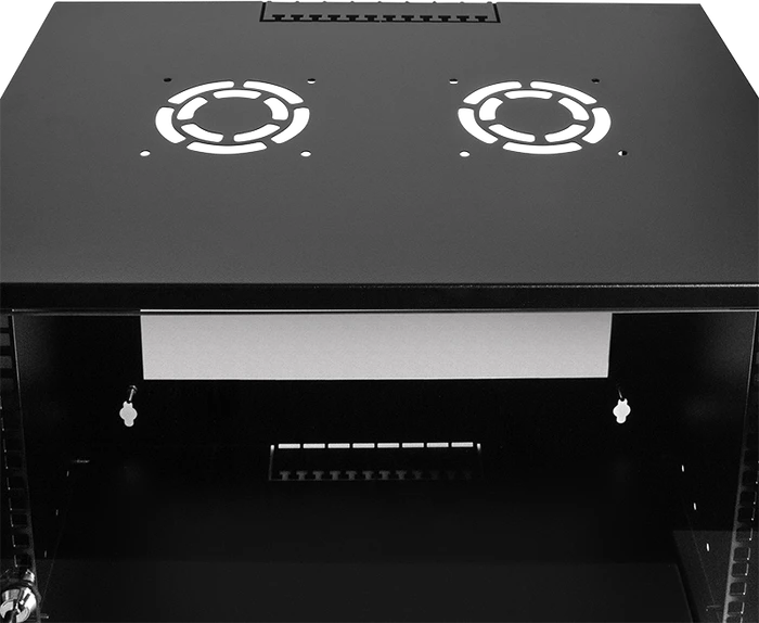 LogiLink 19" Wandschrank ECO 4HE, montiert, Sicherheitsglastür, schwarz, 400mm tief