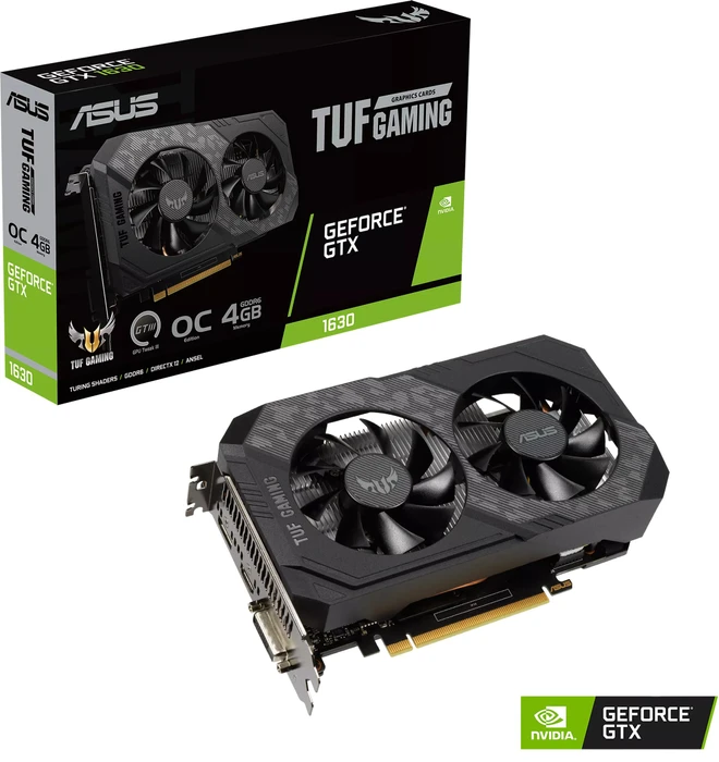 ASUS TUF Gaming GeForce GTX 1630 OC, TUF-GTX1630-O4G-GAMING, 4GB GDDR6, DVI, HDMI, DP