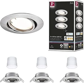 Paulmann Base Coin Basisset LED Einbauleuchte Dim 4.9W eisen gebürstet, 3 Stück