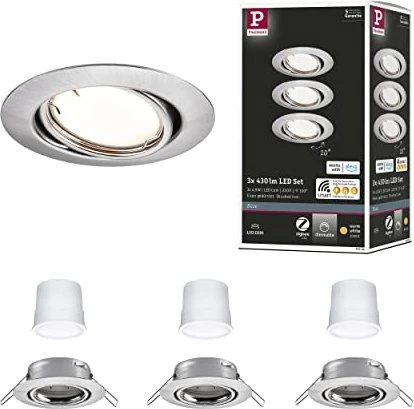 Paulmann Base Coin Basisset LED Einbauleuchte Dim 4.9W eisen gebürstet, 3 Stück