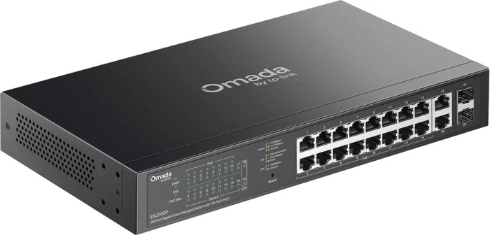 TP-Link Omada ES200 Rackmount Gigabit Managed Switch, 18x RJ-45, 2x SFP, 150W PoE+