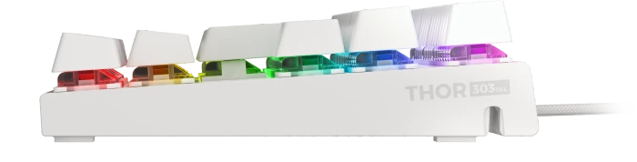 Genesis Thor 303 TKL silent, weiß, LEDs RGB, hot-swap, Gaote Outemu SILENT PEACH, USB, US