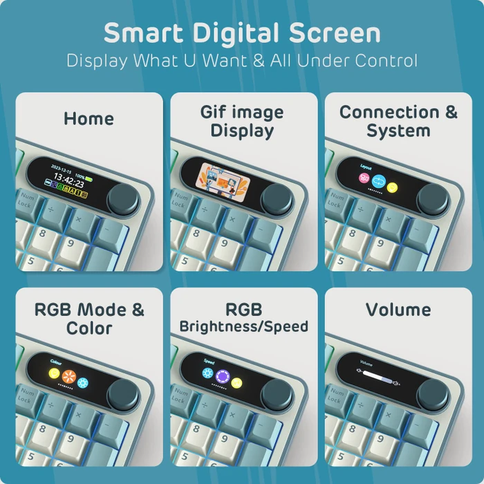 RK Royal Kludge S98, Sky Blue, 96%, hot-swap, RK Linear Cream, USB/Bluetooth, US