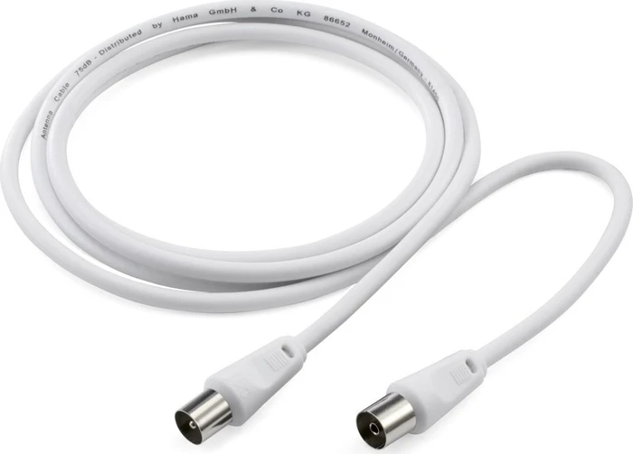 Hama Antennen-Kabel Koax-Stecker - Koax-Kupplung, 3m, 75dB, weiß