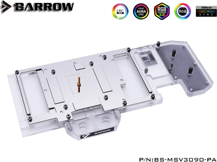 Barrow NVIDIA RTX 3090 LRC 2.0 Full Coverage GPU Water Block, MSI 3090 Ventus Aurora