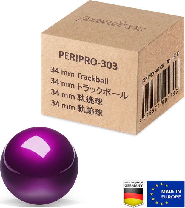Perixx PERIPRO-303GPP 34mm für Perimice und Logitech M570, Ersatz-Trackball, violett